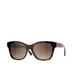 Chanel Square Sunglasses Acetate And Glass Pearls Dark Tortoise A71494 X08221 S1419