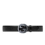 Gucci Belt With Interlocking G Buckle Black Maxi 774153 Aabza 1000