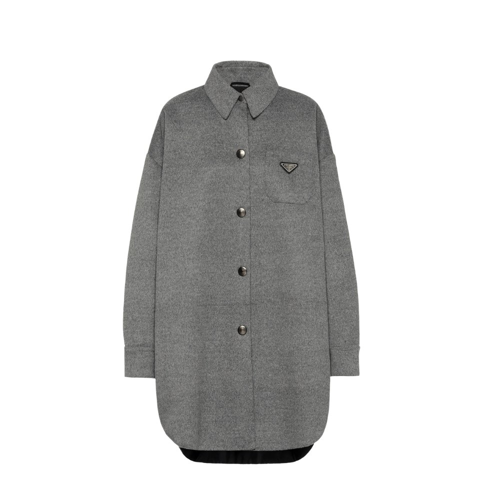 Thumbnail-12-13-1 Prada Single Breasted Cashgora Coat Gray - Image 1