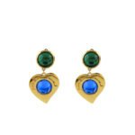 Saint Laurent Heart Drop Earrings In Gold Metal