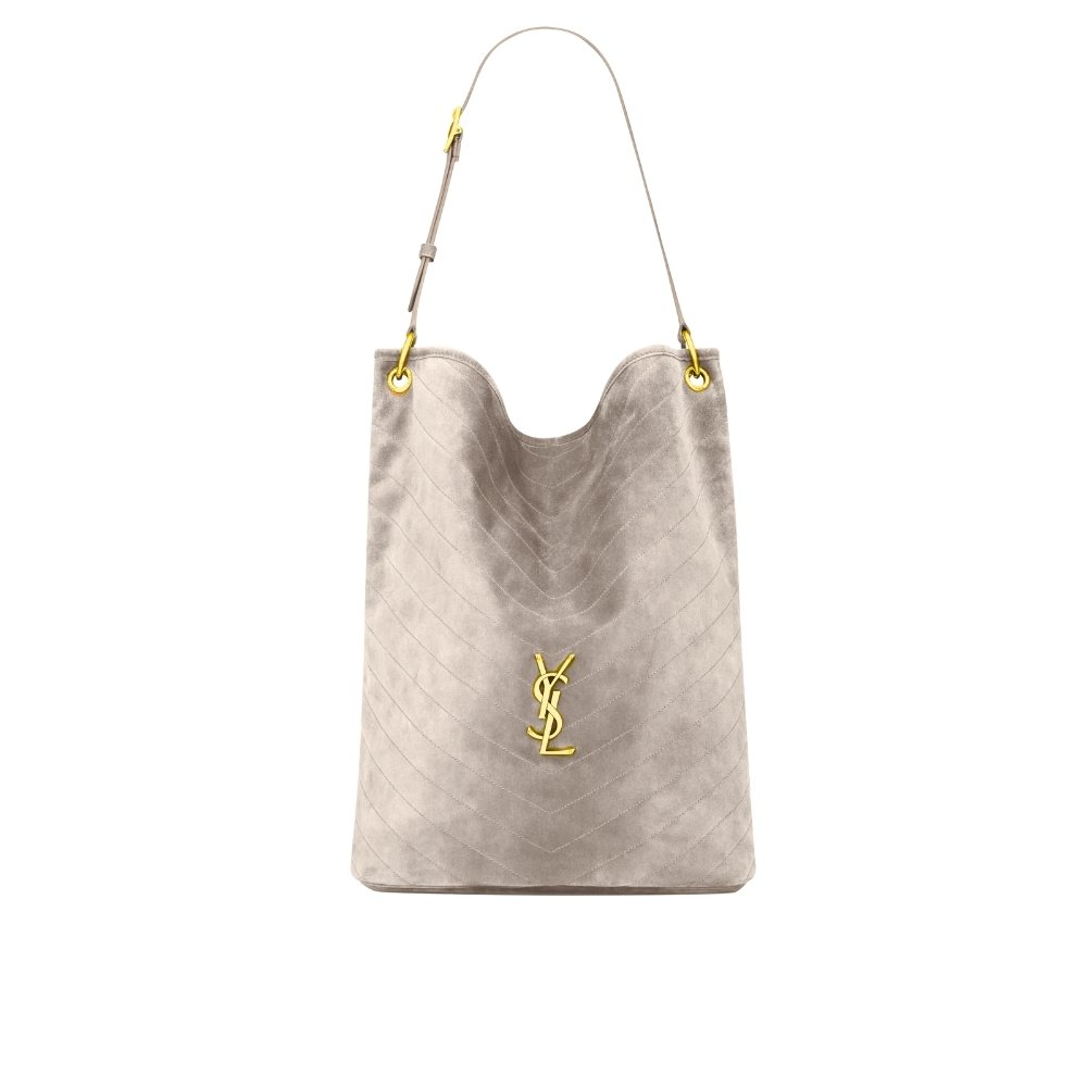 Thumbnail-12-9-1 Saint Laurent Niki Supple Bucket In Suede Gray 38Cm - Image 1