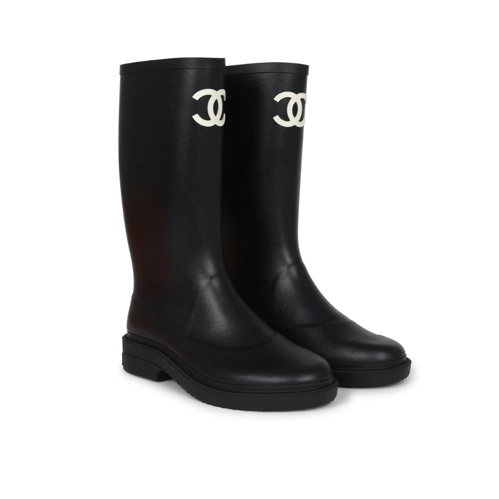 Thumbnail-13-5 Chanel Rubber Rain Boots Black G39620 X56326 94305 - Image 1