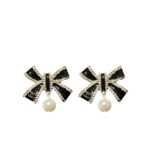 Chanel Cc Costume Earrings Black Abg402 B21902 U3576
