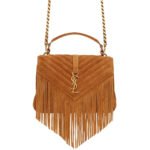 Saint Laurent Medium College Chain Bag In Suede Cinnamon 24Cm 531705 0U0K7 7761
