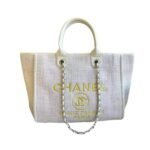 Chanel Deauville Large Tote Shopping Bag Beige 38Cm