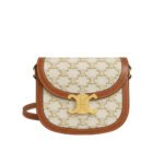 Celine Mini Besace In Triomphe Canvas And Calfskin White 18Cm 196702Bzj 01Bc