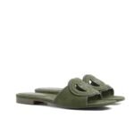 Gucci Women Slide Sandal With Interlocking G Green Gg Canvas‎ ‎790447 9Sf00 3005