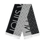 Louis Vuitton Monogram Split Scarf Black 180Cm M70924
