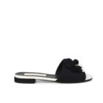 Chanel Camellia Slides Black White