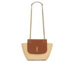 Saint Laurent Mini Manon In Raffia And Aged Vegetable Tanned Leather Naturel 23Cm 774269Gaaed9051