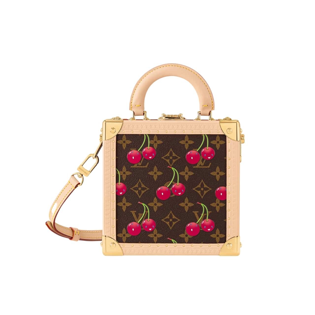 Thumbnail-48-1-2 Louis Vuitton X Takashi Murakami Mini Square Trunk Cherry Monogram Brown 17Cm M14040 - Image 1