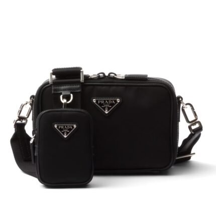 Prada Brique Re Nylon And Saffiano Leather Bag Black 20Cm 2Vh070 2Dmh F0002 V Xmp