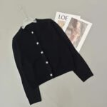 Chanel Knit Wool Cardigan CC Logo Black - Image 2
