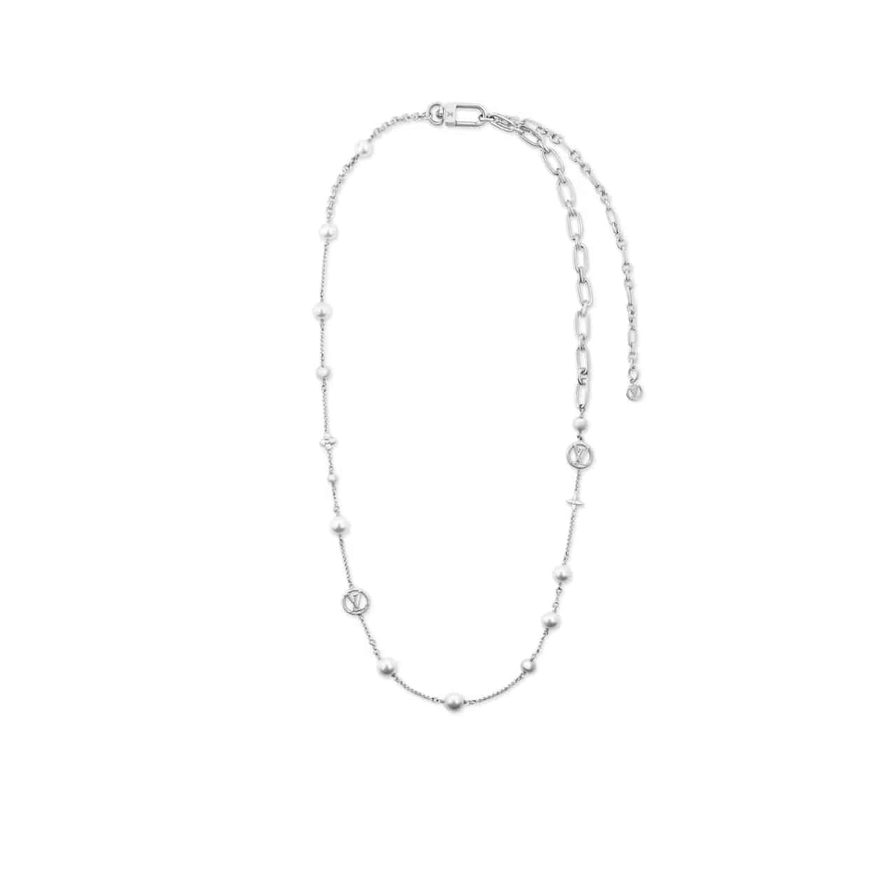 Thumbnail-8-3-3 Louis Vuitton Lv Mix Chains Necklace Silver M02516 - Image 1