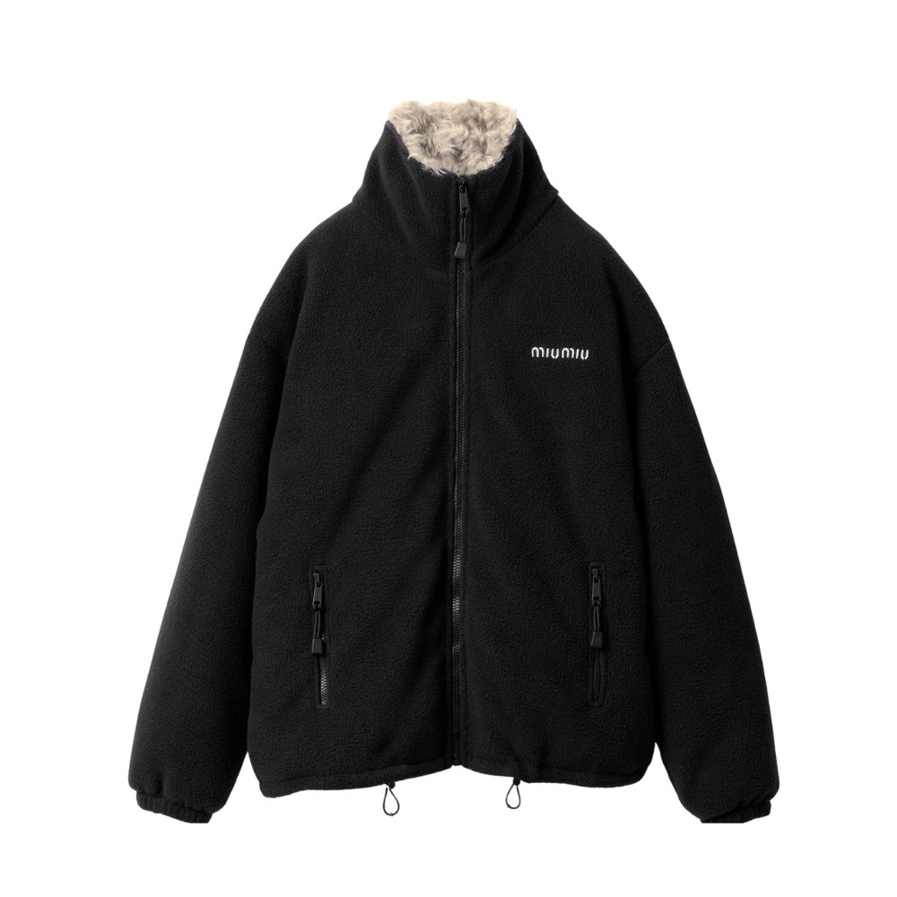 Thumbnail-9-9-2 Miumiu Fleece Down Jacket Black Ml1123 17Oq F0008 S Ooo - Image 1