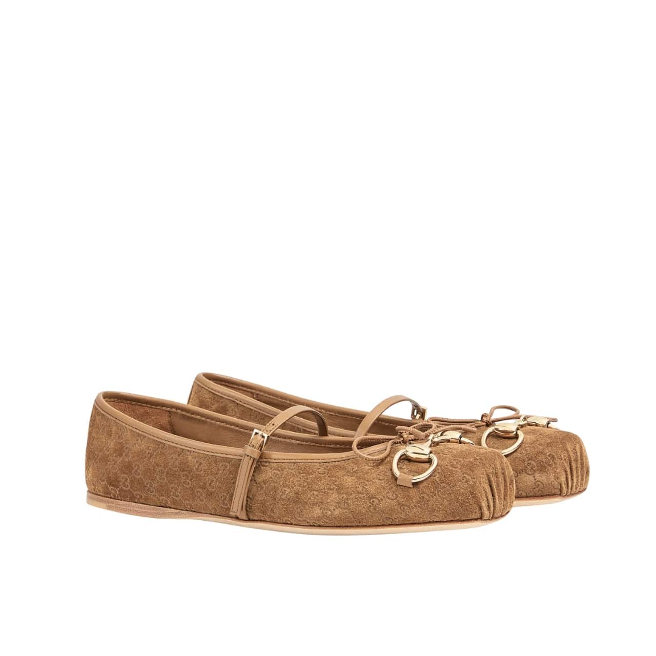 Thumbnail-9-9 Gucci Women’s Horsebit Ballet Flat Brown 814413 Aaeen 2808 - Image 1