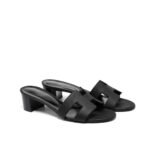 Hermes Oasis Sandals Black Leather