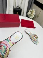 Valentino Garavani Escape Slide Sandal In Canvas With Valentino Loop Print Ws0Bd5Ful Qd7 - Image 4