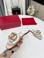 Valentino Garavani Escape Slide Sandal In Canvas With Valentino Loop Print Ws0Bd5Ful Qd7 - Image 5