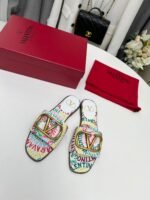 Valentino Garavani Escape Slide Sandal In Canvas With Valentino Loop Print Ws0Bd5Ful Qd7 - Image 7
