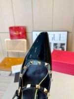 Valentino Garavani Rockstud Asymmetric Patent Leather Mules Black - Image 3