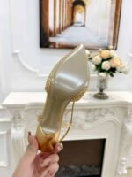 Valentino Garavani Vlogo Woven Leather Slingback Pumps Gold - Image 3