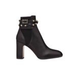 Valentino Garavani Rockstud Grainy Calfskin Ankle Boot Black 3W2S0P62Vce 0No