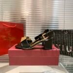 Valentino Garavani One Stud Leather Sandals Black - Image 4