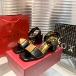 Valentino Garavani One Stud Leather Sandals Black - Image 8