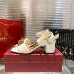 Valentino Garavani One Stud Leather Sandals White - Image 2