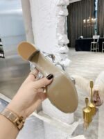 Valentino Garavani Rockstud Leather Sandals Silver - Image 3