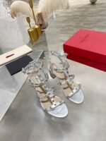 Valentino Garavani Rockstud Leather Sandals Silver - Image 7