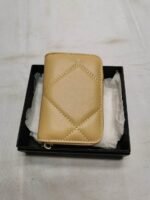 Chanel 19 Card Holder With Zipper Leather Beige Wallet - Image 3