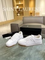 Saint Laurent Perforated Leather Sneaker White - Image 7