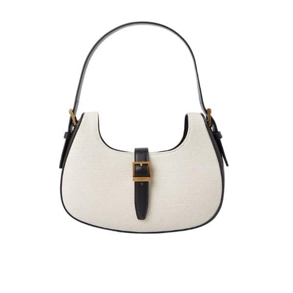 xr:d:DAFvKAz6u5U:230,j:8774542193362299342,t:23092710 Saint Laurent Le Fermoire Leather Shoulder Bag Black White 25Cm - Image 1