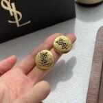 Saint Laurent Ysl Round Earrings Gold - Image 6