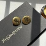 Saint Laurent Ysl Round Earrings Gold - Image 3