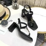 Saint Laurent Cassandra Leather Slingback Sandals Black 658198Dwett1000 - Image 8