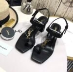 Saint Laurent Cassandra Leather Slingback Sandals Black 658198Dwett1000 - Image 9