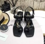 Saint Laurent Cassandra Leather Slingback Sandals Black 658198Dwett1000 - Image 10
