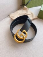 Gucci Gg Marmont Wide Belt Black Gold Logo 4Cm 406831 Dj20T 1000 - Image 7