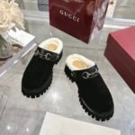 Gucci Horsebit Shearling Mules In Black Suede - Image 3