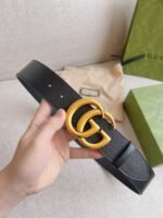 Gucci Gg Marmont Wide Belt Black Gold Logo 4Cm 406831 Dj20T 1000 - Image 2