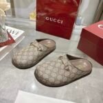 Gucci Women Mule With Horsebit Camel And Dark Brown Gg Canvas 837130 Fab10 2543 - Image 4
