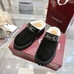 Gucci Horsebit Shearling Mules In Black Suede - Image 7