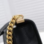 Chanel Boy Medium Handbag Grained And Gold Tone Metal Black 25Cm - Image 6