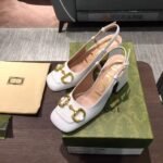 Gucci Women’S Mid Heel Slingback With Horsebit White ‎643892 C9D00 9022 - Image 3