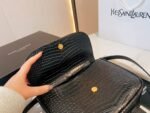 Saint Laurent Kaia Medidum Embossed Leather Black Gold Bag 23Cm - Image 4