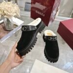 Gucci Horsebit Shearling Mules In Black Suede - Image 6