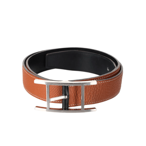 dne-31-2 Hermes Quentin Reversible Belt Brown Silver Metal 32Mm - Image 1